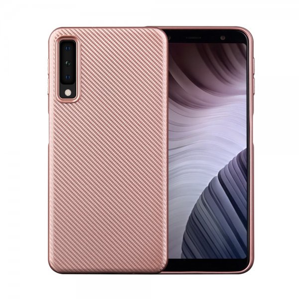 Samsung Galaxy A7 2018 Skal TPU Kolfiber Design Roseguld