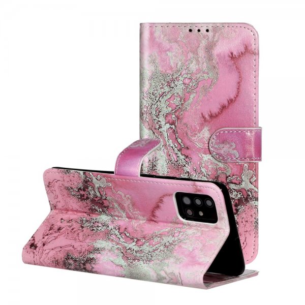 Samsung Galaxy A71 Fodral Motiv Rosa Grå Marmor