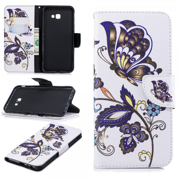 Samsung Galaxy J4 Plus Plånboksfodral Motiv Fjäril och Blomma
