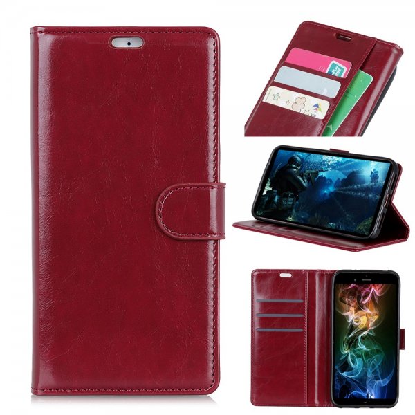 Samsung Galaxy J4 Plus Plånboksfodral PU-läder Röd