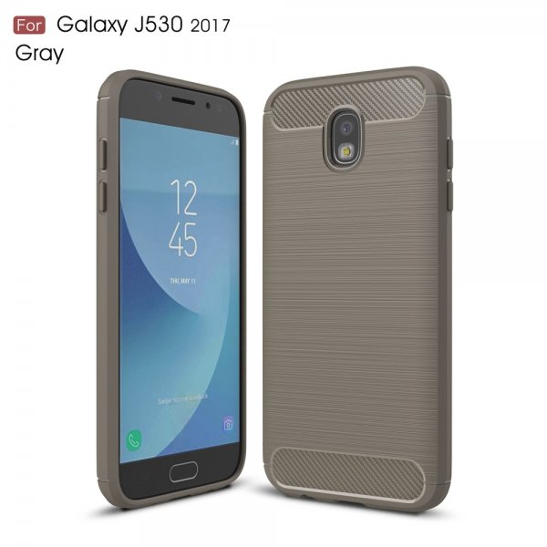 Samsung Galaxy J5 2017 Mobilskal TPU Kolfibertextur Grå