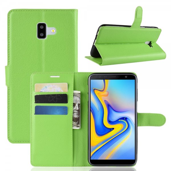 Samsung Galaxy J6 Plus Plånboksfodral Litchi Grön