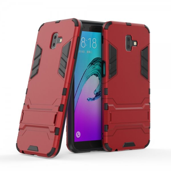 Samsung Galaxy J6 Plus Skal Armor Stativ TPU Hårdplast Röd