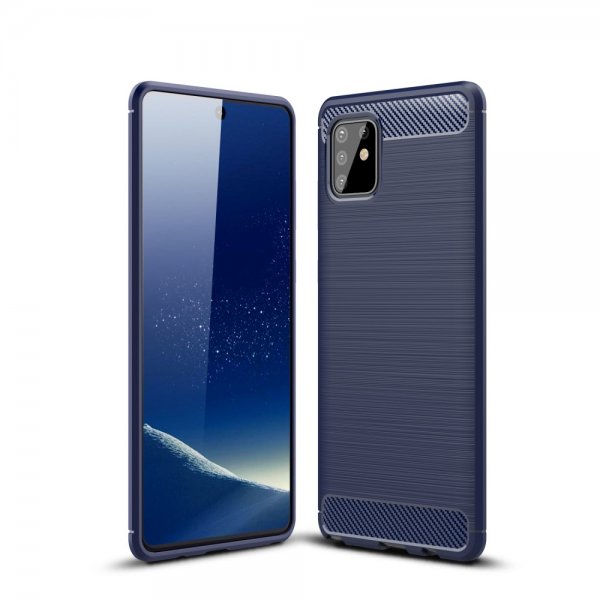 Samsung Galaxy Note 10 Lite Skal Borstad Kolfibertextur Mörkblå
