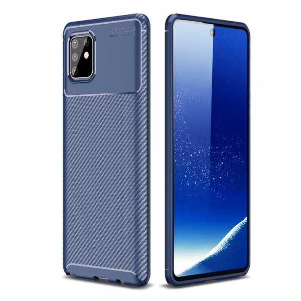 Samsung Galaxy Note 10 Lite Skal Kolfibertextur Blå