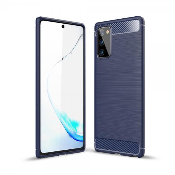 Samsung Galaxy Note 20 Skal Borstad Kolfibertextur Mörkblå
