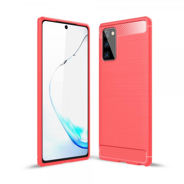 Samsung Galaxy Note 20 Skal Borstad Kolfibertextur Röd