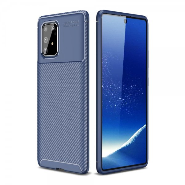 Samsung Galaxy S10 Lite Skal Kolfibertextur Blå