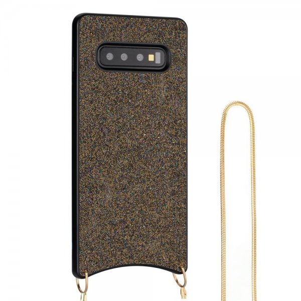 Samsung Galaxy S10 Skal med Strap Glitter Brun