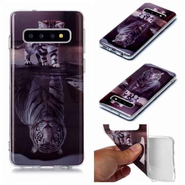 Samsung Galaxy S10 Skal Motiv Katt och Tiger