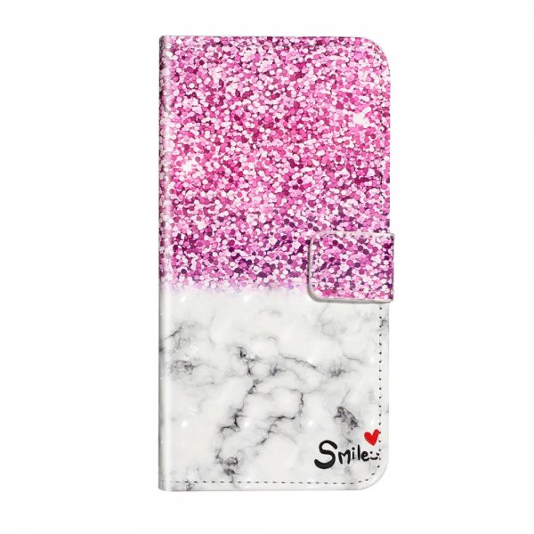 Samsung Galaxy S20 Fodral Motiv Vit Marmor Rosa Glitter