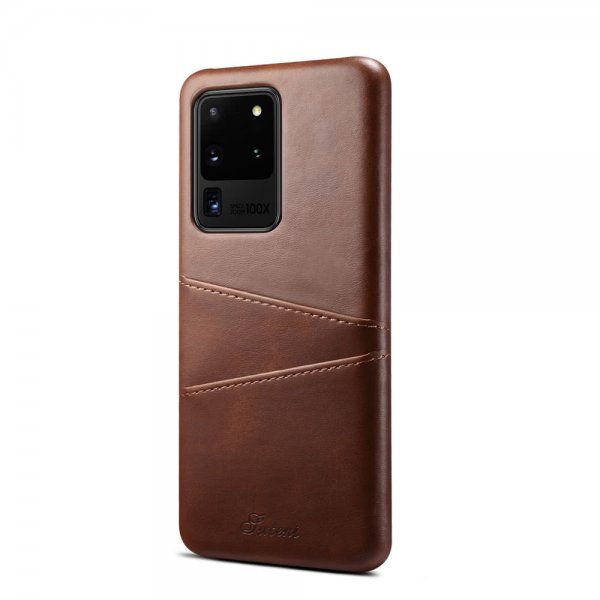Samsung Galaxy S20 Ultra Skal Två Kortfack Mörkbrun