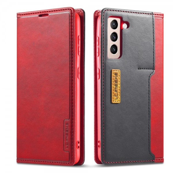 Samsung Galaxy S21 FE Fodral Kortfack Utsida Röd
