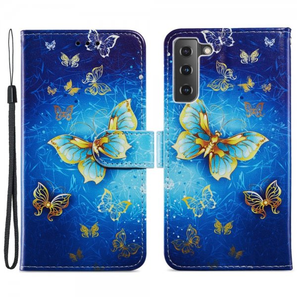Samsung Galaxy S21 FE Fodral Motiv Gyllene Fjärilar