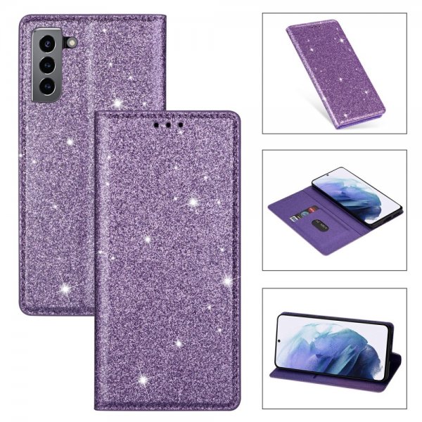 Samsung Galaxy S21 Fodral Glitter Lila