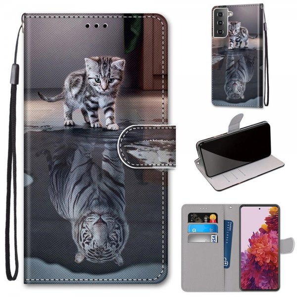 Samsung Galaxy S21 Fodral Motiv Katt och Tiger