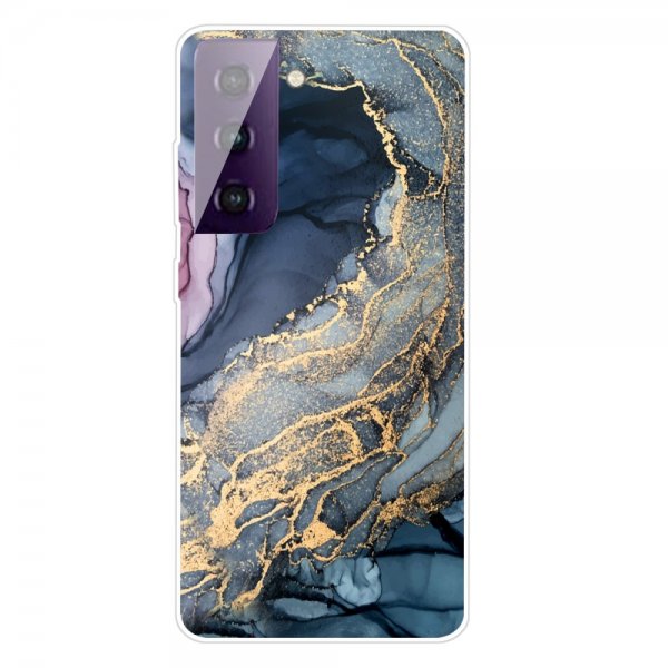 Samsung Galaxy S21 Skal Marmor Blå Guld