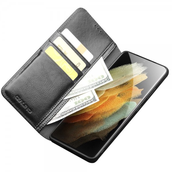 Samsung Galaxy S21 Ultra Fodral Äkta Läder Svart