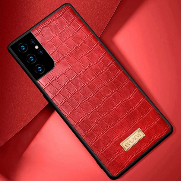 Samsung Galaxy S21 Ultra Skal Krokodilmönster Röd