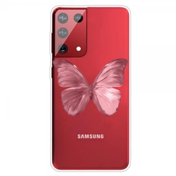 Samsung Galaxy S21 Ultra Skal Motiv Rosa Fjäril