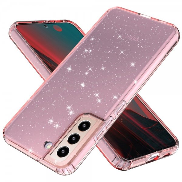 Samsung Galaxy S22 Skal Glitter Transparent Rosa