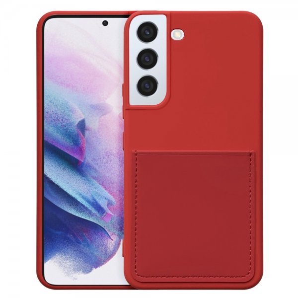 Samsung Galaxy S22 Skal Silikon Kortfack Röd