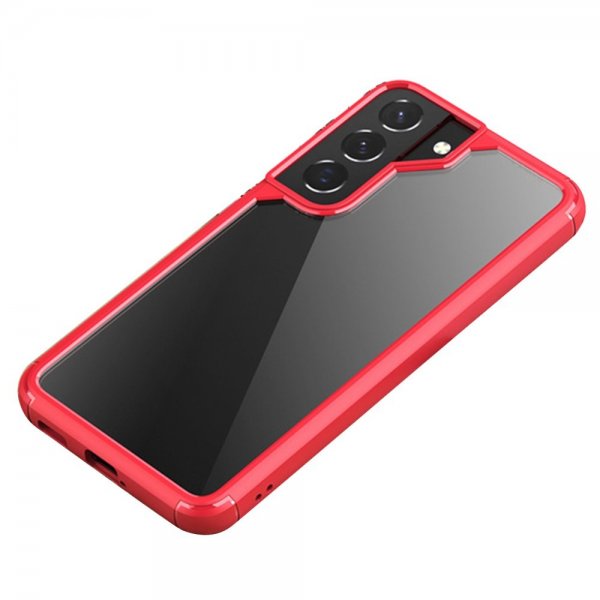 Samsung Galaxy S22 Skal Transparent Baksida Stöttålig Röd