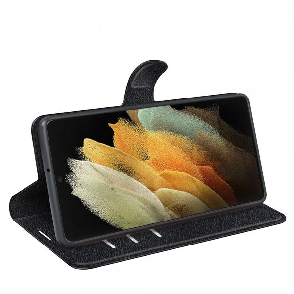 Samsung Galaxy S22 Ultra Fodral Litchi Raven Black