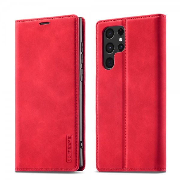 Samsung Galaxy S22 Ultra Etui med Kortholder Flip Rød