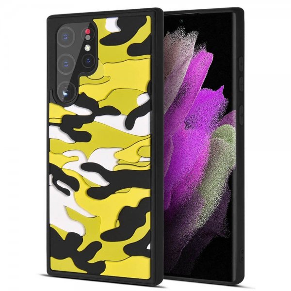 Samsung Galaxy S22 Ultra Skal 3D Kamouflage Gul