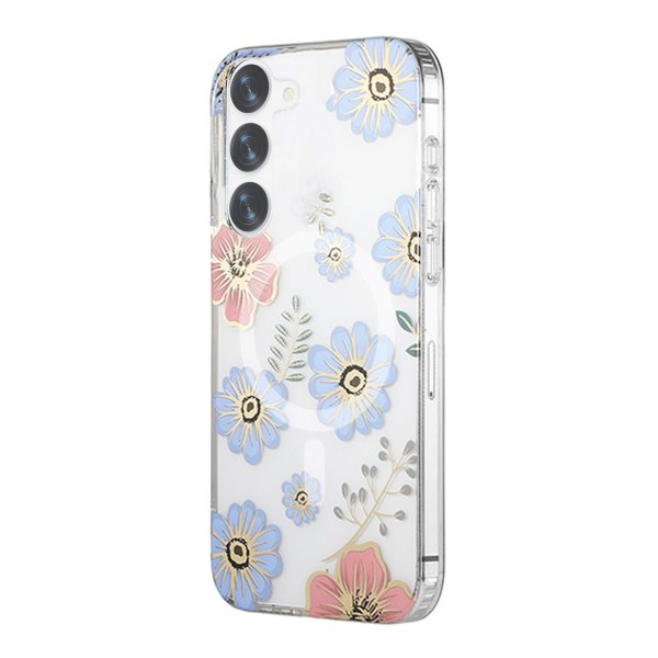 Samsung Galaxy S23 Skal Blommönster MagSafe Röd Blå