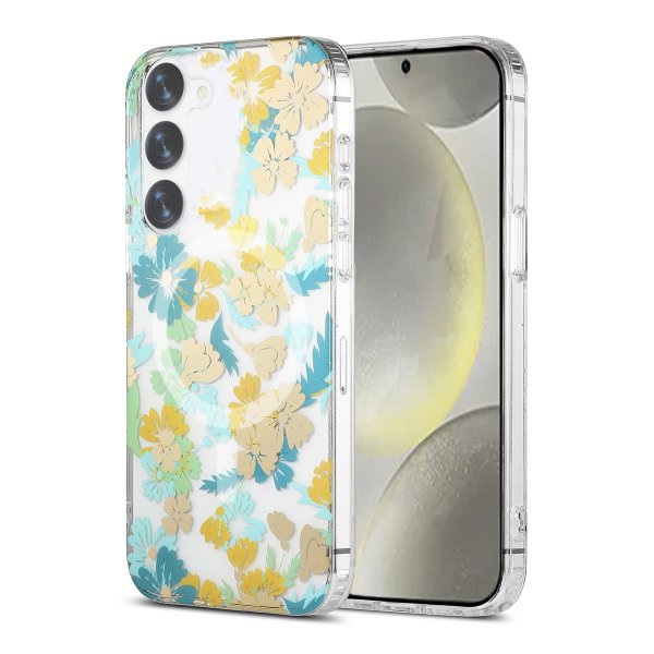 Samsung Galaxy S23 Skal Blommönster MagSafe Turkos
