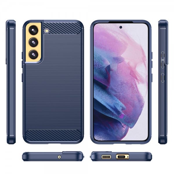Samsung Galaxy S23 Plus Skal Borstad Kolfibertextur Blå
