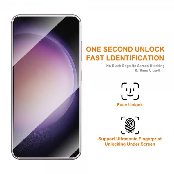Samsung Galaxy S23 Plus Skal med Skärmskydd Lädertextur Rosa