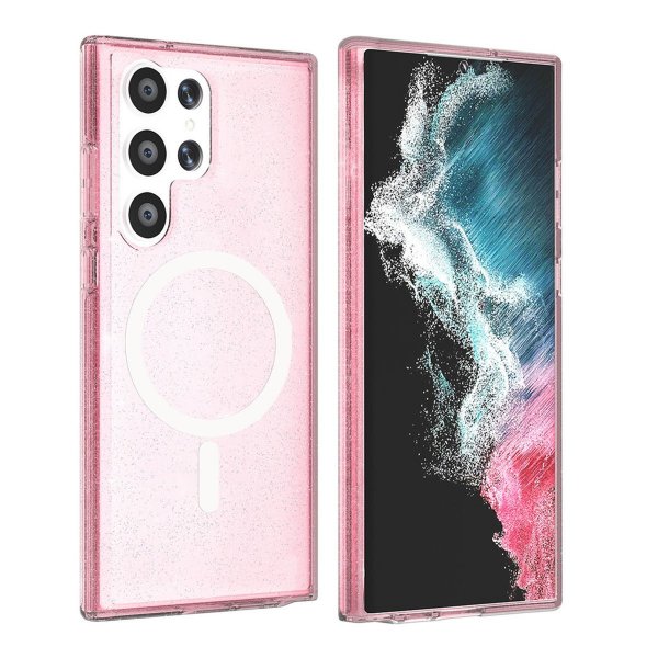 Samsung Galaxy S23 Ultra Skal Glitter MagSafe Rosa