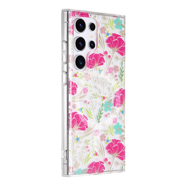 Samsung Galaxy S23 Ultra Skal Blommönster MagSafe Röd Grön
