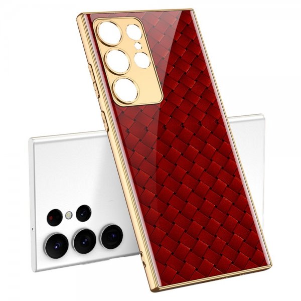 Samsung Galaxy S23 Ultra Skal Motiv Rött Vävmönster