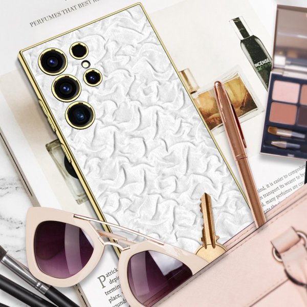 Samsung Galaxy S23 Ultra Skal Tyg Pläterad Kant Grön