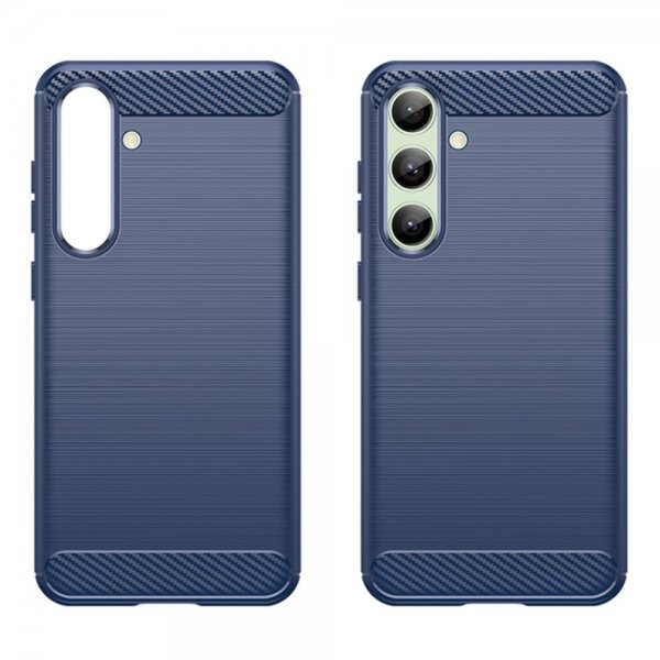 Samsung Galaxy S24 FE Skal Borstad Kolfibertextur Blå