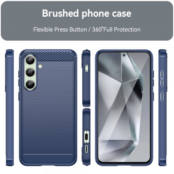 Samsung Galaxy S24 FE Skal Borstad Kolfibertextur Blå