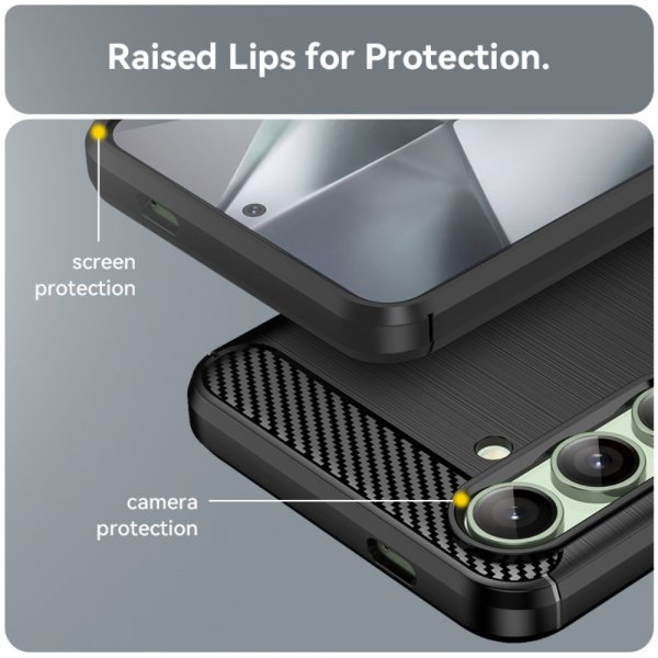 Samsung Galaxy S24 FE Skal Borstad Kolfibertextur Svart