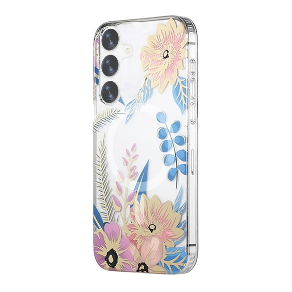 Samsung Galaxy S24 Plus Skal Blommönster MagSafe Rosa Blå