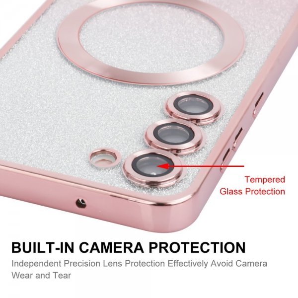 Samsung Galaxy S24 Plus Skal Pläterad Kant Glitter MagSafe Guld
