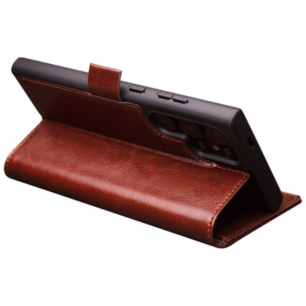Samsung Galaxy S24 Ultra Fodral Äkta läder Kortfack Brun