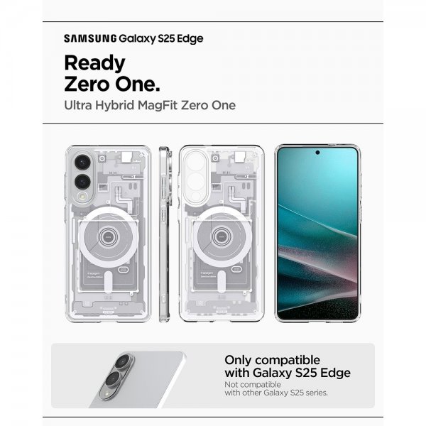 Samsung Galaxy S25 Edge Skal Ultra Hybrid Zero One MagFit Vit