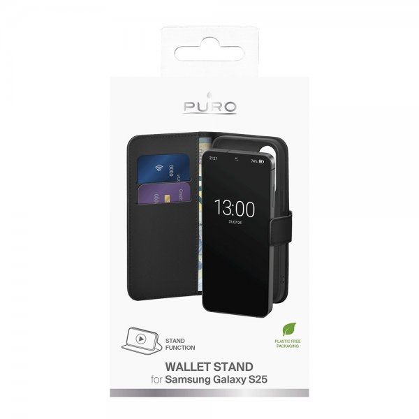 Samsung Galaxy S25 Fodral Wallet Stand Svart