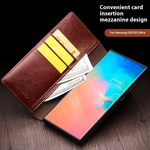 Samsung Galaxy S25 Plus Fodral Äkta Läder Brun
