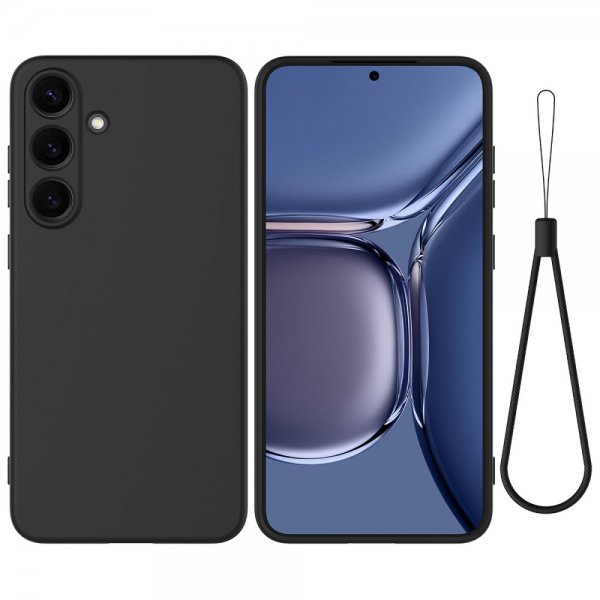 Samsung Galaxy S25 Plus Skal med Strap Silikon Svart