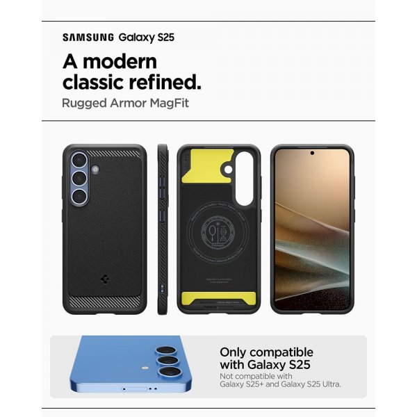 Samsung Galaxy S25 Skal Rugged Armor MagFit Matte Black