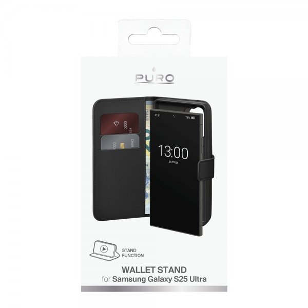 Samsung Galaxy S25 Ultra Fodral Wallet Stand Svart